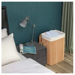 Košara za perilo GLAMUR 72 l / Naravni les