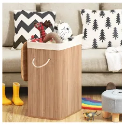 Košara za perilo GLAMUR 72 l / Naravni les