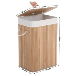 Košara za perilo GLAMUR 72 l / Naravni les