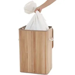 Košara za perilo GLAMUR 72 l / Naravni les