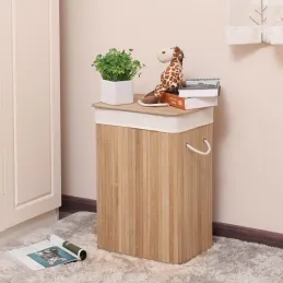 Košara za perilo GLAMUR 72 l / Naravni les
