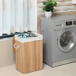 Košara za perilo GLAMUR 72 l / Naravni les