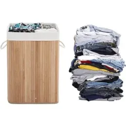 Košara za perilo GLAMUR 72 l / Naravni les