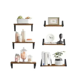 Komplet 3 polic REGALO Shelf / Mat črna – vintage les
