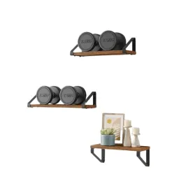 Komplet 3 polic REGALO Shelf / Mat črna – vintage les