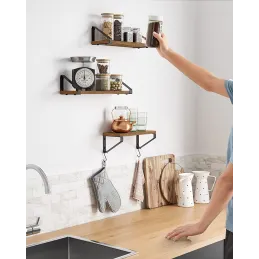 Komplet 3 polic REGALO Shelf / Mat črna – vintage les