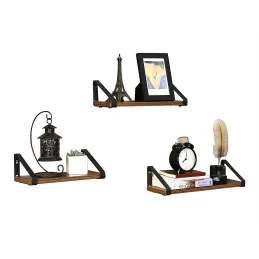 Komplet 3 polic REGALO Shelf / Mat črna – vintage les
