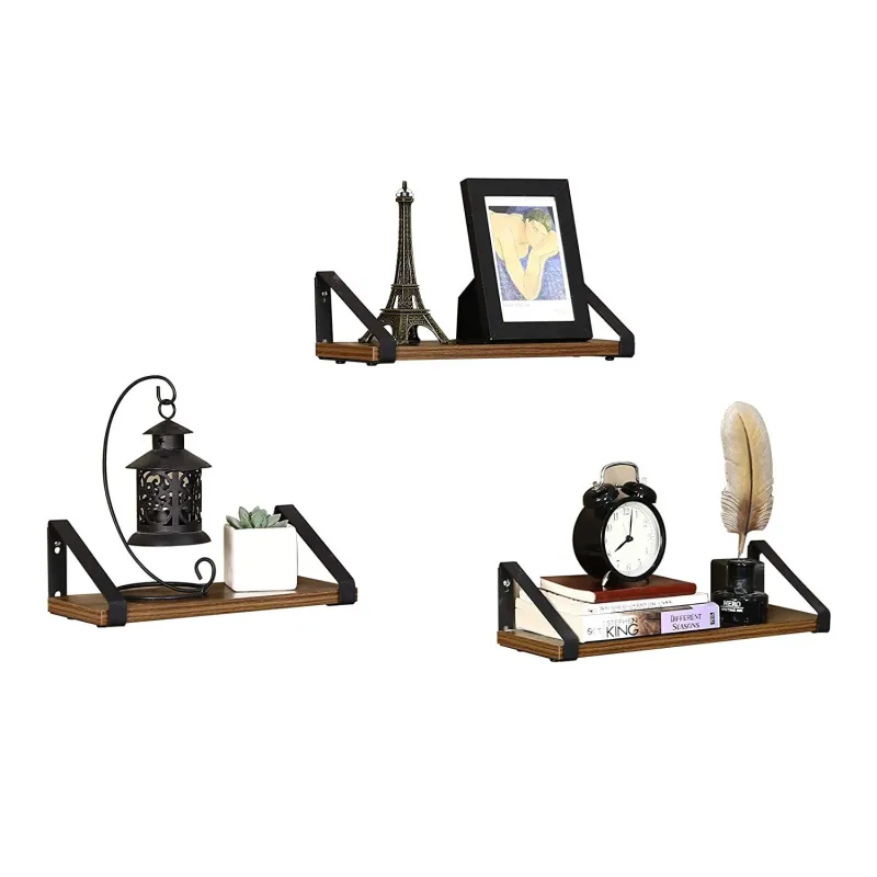 Komplet 3 polic REGALO Shelf / Mat črna – vintage les
