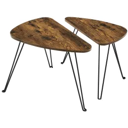 Set 2 kosov konferenčnih miz LION / mat črna – vintage les