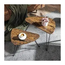 Set 2 kosov konferenčnih miz LION / mat črna – vintage les