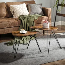 Set 2 kosov konferenčnih miz LION / mat črna – vintage les