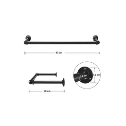 Set 2 kosov obešalnih palic za oblačila REGALO DUO 920 mm / mat črna