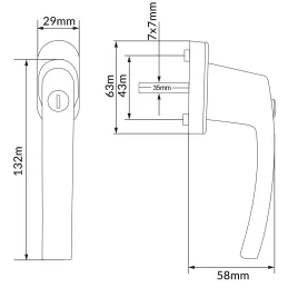 Komplet 2 zaklepnih okenskih kljuk LOCKED / Črna