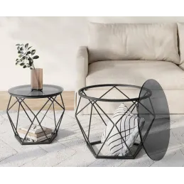 Komplet 2 konferenčnih mizic ORION LUX / mat črna