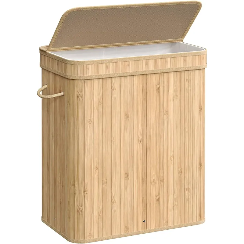 Košara za perilo GLAMUR 100 l / Naravni les