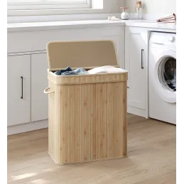 Košara za perilo GLAMUR 100 l / Naravni les