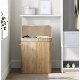 Košara za perilo GLAMUR 100 l / Naravni les