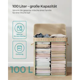 Košara za perilo GLAMUR 100 l / Naravni les