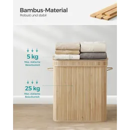 Košara za perilo GLAMUR 100 l / Naravni les