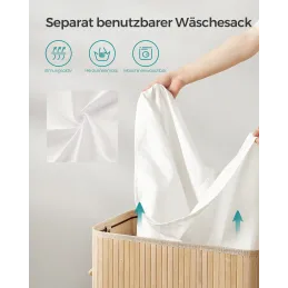 Košara za perilo GLAMUR 100 l / Naravni les