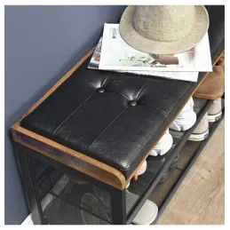 Omara za čevlje s taburejem CASSA / mat črna
