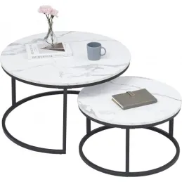 Set 2 konferenčnih miz DIAMOND / črna – beli marmor