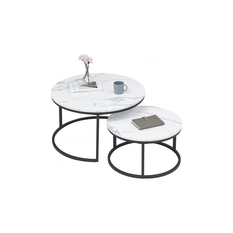 Set 2 konferenčnih miz DIAMOND / črna – beli marmor