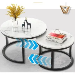 Set 2 konferenčnih miz DIAMOND / črna – beli marmor