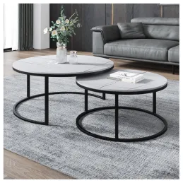 Set 2 konferenčnih miz DIAMOND / črna – beli marmor