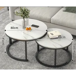 Set 2 konferenčnih miz DIAMOND / črna – beli marmor