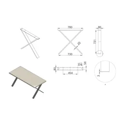 Namizni nogi ULTRA SLIM Črna / Par