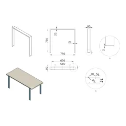Namizni nogi LIGO bela / par