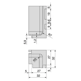 Notranji aluminijasti kotnik za profil GOLA – L / zlata