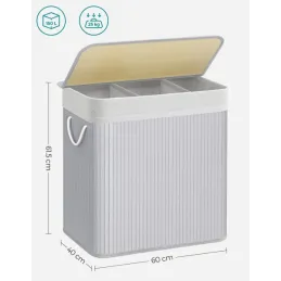 Košara za perilo GLAMUR 150 l / Siva