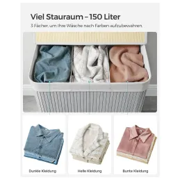 Košara za perilo GLAMUR 150 l / Siva