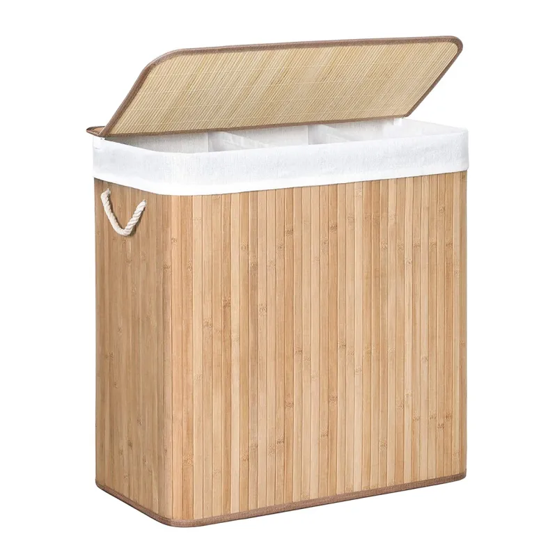 Koš za perilo GLAMUR 150 l / Naravni les