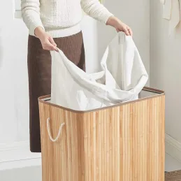 Koš za perilo GLAMUR 150 l / Naravni les