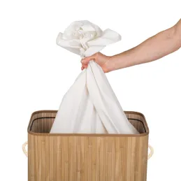 Koš za perilo GLAMUR 150 l / Naravni les
