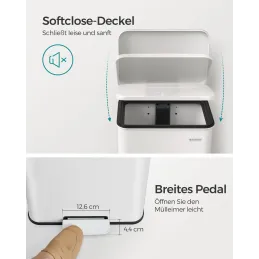 Koš za odpadke FLEXO s pedalom 40 l / mat bela