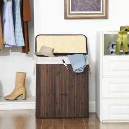 Košara za perilo GLAMUR 100L / Temni les