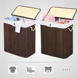 Košara za perilo GLAMUR 100L / Temni les