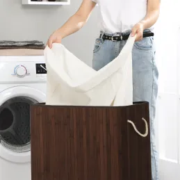 Košara za perilo GLAMUR 100L / Temni les