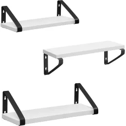 Komplet 3 stenskih polic REGALO Shelf / mat črna – bel les