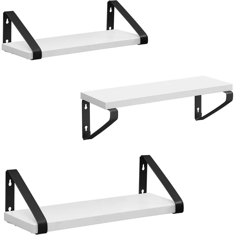 Komplet 3 stenskih polic REGALO Shelf / mat črna – bel les