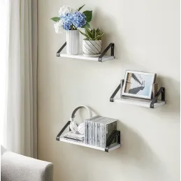Komplet 3 stenskih polic REGALO Shelf / mat črna – bel les