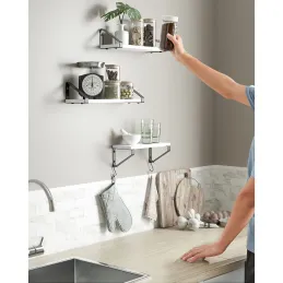 Komplet 3 stenskih polic REGALO Shelf / mat črna – bel les