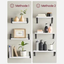 Komplet 3 stenskih polic REGALO Shelf / mat črna – bel les