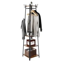 Samostoječi obešalnik COAT / mat črna – temen les