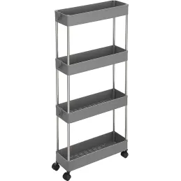 Voziček za shranjevanje na kolesih AMADEO / Siva – sijoč krom