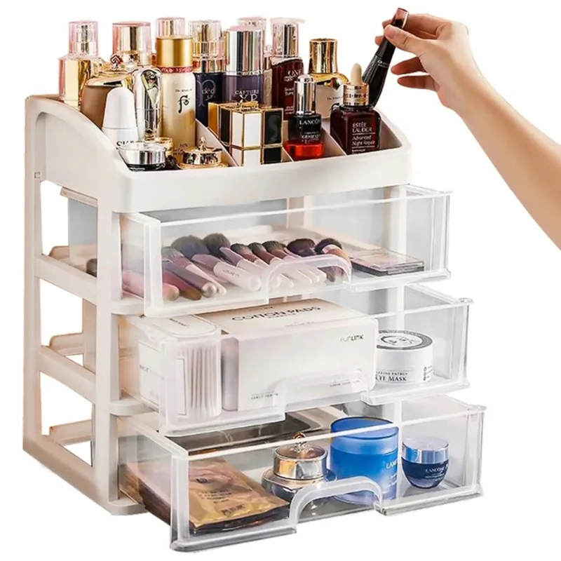 Organizator za kozmetiko CLEAR / Prozoren – bel